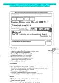 Pearson Edexcel Level 1&sol;Level 2 GCSE &lpar;9&ndash;1&rpar; June 2025 - Gujarati&colon; PAPER 1&colon; Listening and understanding in Gujarati -Question Paper and Mark Scheme Combined