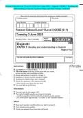Pearson Edexcel Level 1&sol;Level 2 GCSE &lpar;9&ndash;1&rpar; June 2025 - Gujarati&colon; PAPER 3&colon; Reading and understanding in Gujarati -Question Paper and Mark Scheme Combined
