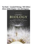 Test Bank - Campbell Biology&comma; 10th Edition &lpar;Reece 2026&rpar; Chapter 1-56 &vert; All Chapters