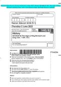 Pearson Edexcel Level 1&sol;Level 2 GCSE &lpar;9-1&rpar; June 2025 - History&colon; BOOKLET B2&colon; The reigns of King Richard I and King John&comma; 1189-1216-Question Paper and Mark Scheme Combined