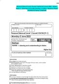 Pearson Edexcel Level 1&sol;Level 2 GCSE &lpar;9-1&rpar; June 2025 - Italian&colon; Paper 1&colon; Listening and understanding in Italian -Question Paper and Mark Scheme Combined
