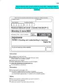 Pearson Edexcel Level 1&sol;Level 2 GCSE &lpar;9-1&rpar; June 2025 - Japanese&colon; Paper 3&colon; Reading and understanding in Japanese -Question Paper and Mark Scheme Combined