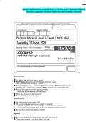Pearson Edexcel Level 1&sol;Level 2 GCSE &lpar;9-1&rpar; June 2025 - Japanese&colon; Paper 4&colon; Writing in Japanese -Question Paper and Mark Scheme Combined