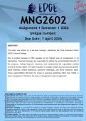 MNG2602 Assignment 1 &lpar;ANSWERS&rpar; Semester 1 2026 - DISTINCTION GUARANTEED