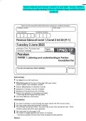 Pearson Edexcel Level 1&sol;Level 2 GCSE &lpar;9-1&rpar; June 2025 - Persian&colon; PAPER 1&colon; Listening and understanding in Persian-Question Paper and Mark Scheme Combined