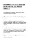 HMX IMMUNOLOGY 2026 FULL COURSE EXAM QUESTIONS AND ANSWERS GRADED A&plus;