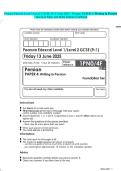 Pearson Edexcel Level 1&sol;Level 2 GCSE &lpar;9-1&rpar; June 2025 - Persian&colon; PAPER 4&colon; Writing in Persian Question Paper and Mark Scheme Combined