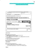 Pearson Edexcel Level 1&sol;Level 2 GCSE &lpar;9-1&rpar; June 2025 - Persian&colon; PAPER 4&colon; Writing in Persian - Question Paper and Mark Scheme Combined
