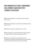 HMX IMMUNOLOGY FINAL ASSESSMENT 2026 VERIFIED QUESTIONS WITH CORRECT SOLUTIONS