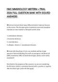 HMX IMMUNOLOGY MIDTERM &plus; FINAL 2026 FULL QUESTION BANK WITH SOLVED ANSWERS