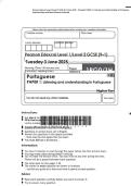 Pearson Edexcel Level 1&sol;Level 2 GCSE &lpar;9-1&rpar; June 2025-Portugal&colon; PAPER 1&colon; Listening and understanding in Portuguese Question Paper and Mark Scheme Combined