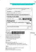 Pearson Edexcel Level 1&sol;Level 2 GCSE &lpar;9-1&rpar; June 2025 - Portuguese&colon; PAPER 3&colon; Reading and understanding in Portuguese- Question Paper and Mark Scheme Combined
