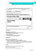 Pearson Edexcel Level 1&sol;Level 2 GCSE &lpar;9-1&rpar; June 2025 - Psychology&colon;PAPER 1- Question Paper and Mark Scheme Combined