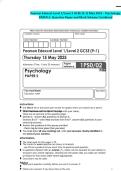 Pearson Edexcel Level 1&sol;Level 2 GCSE &lpar;9-1&rpar; May 2025 - Psychology&colon;PAPER 2- Question Paper and Mark Scheme Combined