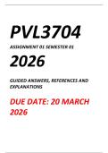 PVL3704 ASSIGNMENT 1 SEMESTER 1 2026 &lpar;ANSWERS&rpar; DUE DATE MARCH 2026