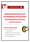 American Red Cross BLS Provider Exam &ndash; Pre-Assessment & Final Exam Questions and Answers &lpar;2025 PDF&rpar;