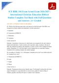 ICE BIBL 104 Exam Actual Exam 2026&sol;2027 &vert; International Christian Education Biblical Studies Complete Test Bank with Full Questions and Answers &vert; A&plus; Graded