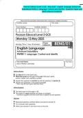 Pearson Edexcel Level 3 GCE - May 2025 - English Language &lpar;Advanced Subsidiary&rpar; PAPER 1&colon; Language&colon; Context and Identity - Question Paper and Mark Scheme Combined