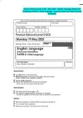 Pearson Edexcel Level 3 GCE - May 2025 - English Language &lpar;Advanced Subsidiary&rpar; PAPER 2&colon; Child Language - Question Paper and Mark Scheme Combined