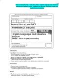 Pearson Edexcel Level 3 GCE - May 2025 - English Language and Literature &lpar;Advanced&rpar; PAPER 1&colon; Voices in Speech and Writing - Question Paper and Mark Scheme Combined