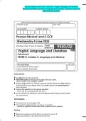 Pearson Edexcel Level 3 GCE - May 2025 - English Language and Literature &lpar;Advanced&rpar; PAPER 2&colon; Varieties in Language and Literature - Question Paper and Mark Scheme Combined