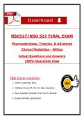 NSG 527 Final Exam &lpar;2025&rpar; &ndash; Psychopathology&comma; Theories & Advanced Clinical Modalities &ndash; Wilkes &ndash; Actual Questions & Answers PDF