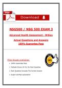 NSG 500 Exam 3 &lpar;2025&rpar; &ndash; Advanced Health Assessment &ndash; Wilkes &ndash; Actual Questions & Answers PDF