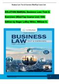 Solution Manual for Business Law&colon; Text & Exercises &lpar;MindTap Course List&rpar;&comma; 10th Edition by Roger LeRoy Miller &vert; ISBN&colon; 9780357717417 &vert; Chapters 1-43  &vert; Downloadable PDF