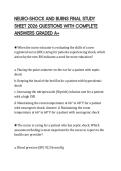 NEURO-SHOCK AND BURNS FINAL STUDY SHEET 2026 QUESTIONS WITH COMPLETE ANSWERS GRADED A&plus;