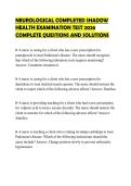 NEUROLOGICAL COMPLETED SHADOW HEALTH EXAMINATION TEST 2026 COMPLETE QUESTIONS AND SOLUTIONS