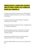 NEUROLOGICAL COMPLETED SHADOW HEALTH FINAL PAPER 2026 COMPLETE EXAM Q&A GRADED A&plus;
