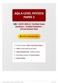 AQA A-Level Physics Paper 3 100&plus; &lpar;2025-2026 A&plus; Verified&rpar; Exam Questions   Verified Solutions   Correct Answer Keys