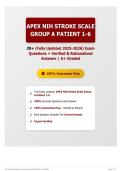 APEX NIH Stroke Scale Group A Patient 1-6 20&plus; &lpar;Fully Updated 2025-2026&rpar; Exam Questions &plus; Verified & Rationalized Answers   A&plus; Graded