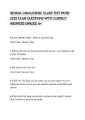 NEVADA CAM LICENSE CLASS TEST PAPER 2026 EXAM QUESTIONS WITH CORRECT ANSWERS GRADED A&plus;
