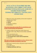 NCLE ACTUAL EXAM PREP 2026 500&plus; QUESTIONS AND CORRECT DETAILED ANSWERS WITH RATIONALES ALREADY A GRADED WITH EXPERT FEEDBACK&vert;CURRENTLY TESTING &vert;NEW AND REVISED