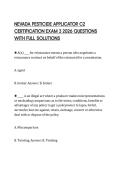 NEVADA PESTICIDE APPLICATOR C2 CERTIFICATION EXAM 3 2026 QUESTIONS WITH FULL SOLUTIONS