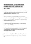 NEVADA PESTICIDE C2 COMPREHENSIVE EXAM REVIEW 2026 QUESTIONS AND SOLUTIONS
