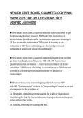 NEVADA STATE BOARD COSMETOLOGY FINAL PAPER 2026 THEORY QUESTIONS WITH VERIFIED ANSWER
