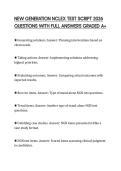 NEW GENERATION NCLEX TEST SCRIPT 2026 QUESTIONS WITH FULL ANSWERS GRADED A&plus;