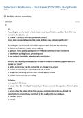 Veterinary Profession &ndash; Final Exam 2025&sol;2026 Study Guide