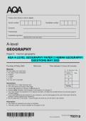 AQA A-Level Geography Paper 2 &ndash; Human Geography Practice Questions &lpar;May 2025&rpar;