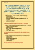 MICHIGAN BUILDERS LICENSE ACTUAL EXAM PREP 2026 ALL QUESTIONS AND CORRECT DETAILED ANSWERS WITH RATIONALES ALREADY A GRADED WITH EXPERT FEEDBACK &vert;CURRENTLY TESTING &vert;NEW AND REVISED