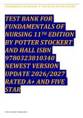 TEST BANK FOR FUNDAMENTALS OF NURSING 11TH EDITION BY POTTER STOCKERT AND HALL ISBN 9780323810340 NEWEST VERSION UPDATE 2026&sol;2027 RATED A&plus; AND FIVE  STAR 