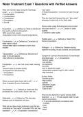 Water Treatment Exam 1 Questions with Verified Answers