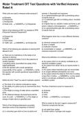 Water Treatment OIT Test Questions with Verified Answers Rated A