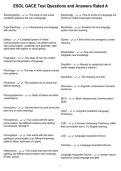ESOL GACE Test Questions and Answers Rated A