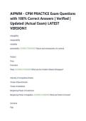 AIPMM - CPM PRACTICE Exam Questions  with 100&percnt; Correct Answers &vert; Verified &vert;  Updated &lpar;Actual Exam&rpar; LATEST  VERSION&excl;&excl; 