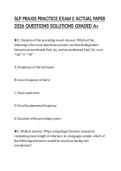 SLP PRAXIS PRACTICE EXAM 2 ACTUAL PAPER 2026 QUESTIONS SOLUTIONS GRADED A&plus;