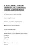 HONDROS NURSING 200 EXAM 1 ASSESSMENT 2026 QUESTIONS AND ANSWERS GUARANTEED TO PASS
