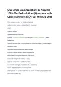CPA Ethics Exam Questions & Answers &vert;  100&percnt; Verified solutions &vert;Questions with  Correct Answers &vert;&vert; LATEST UPDATE 2026